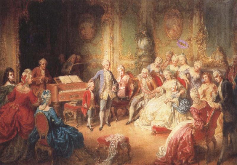 antonin dvorak the young mozart being presented by joseph ii to his wife, the empress maria theresa Norge oil painting art